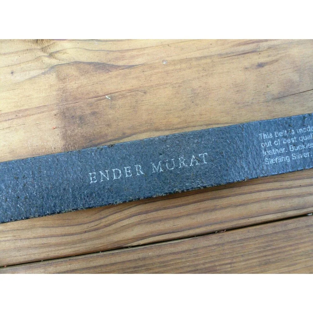 Ender Murat Womens Belt Black Cowhide Oak Leaf Acorn Sterling Silver Plated